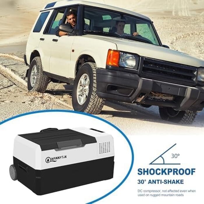 Автомобільний компресорний холодильник Wannyton 18л, 100-240V/12V, для напоїв, чорно-білий