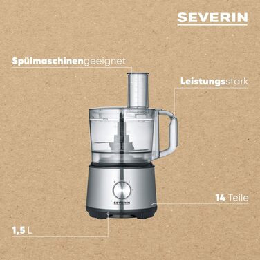 Універсальний подрібнювач Severin KM 3867, багатофункціональна кухонна машина 1200 Вт для льоду, горіхів та сиру, матово-чорний/нержавіюча сталь