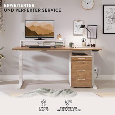 Електричний регульований стіл boho office 120x80 см, 2 мотори, пам’ять, чорна стільниця з фанерною кромкою, білий каркас RAL9016