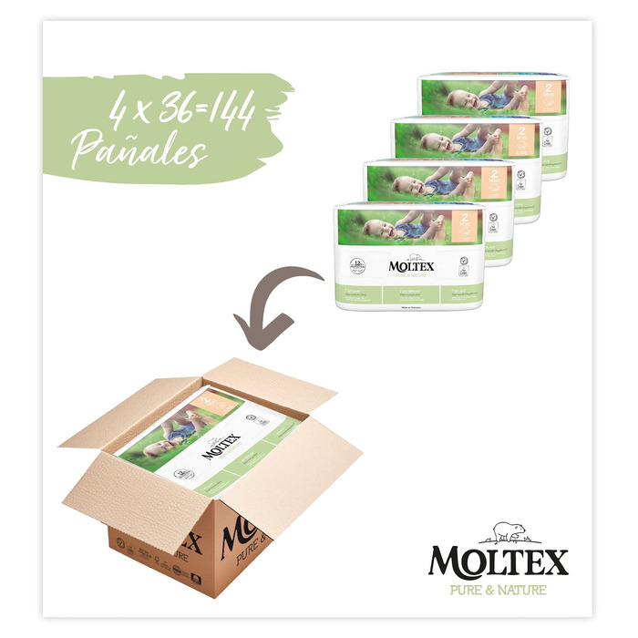 Екологічні підгузки Moltex Pure & Nature, розмір 1 (2-5 кг), 88 шт