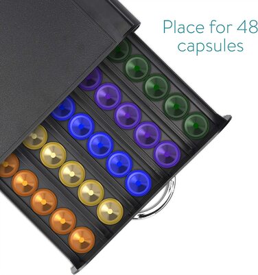 Підставка для кавових капсул Navaris для Nespresso, зберігання 50 капсул, чорна коробка для кавомашини
