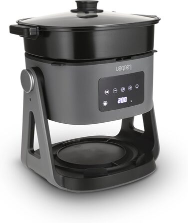 Аерофритюрниця Lauben Glass&Grill 3в1 5500BG, 5,5 л, скляний кошик, 6 програм, гриль і сковорода