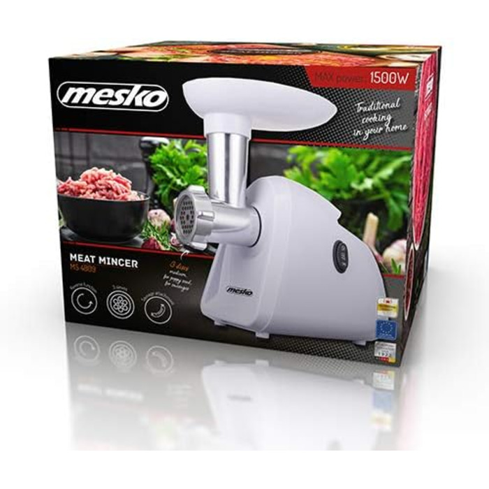 Електрична м'ясорубка Mesko MS 4809, біла