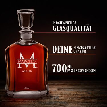 Набір для віскі Maverton: графин 700 мл з гравіюванням та 2/4/6 склянок – подарунок на день народження для жінок, з іменем