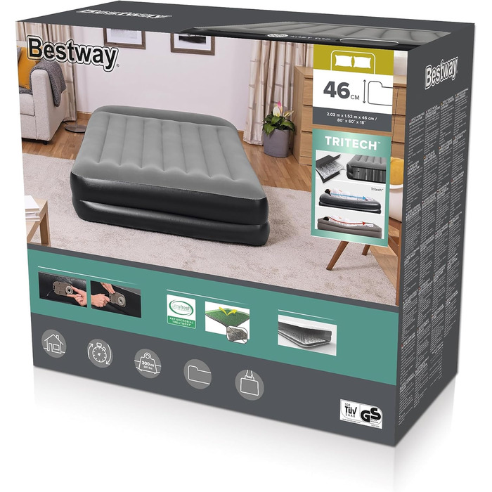 Надувний матрац Bestway Premium Plus з вбудованим насосом, розмір Queen