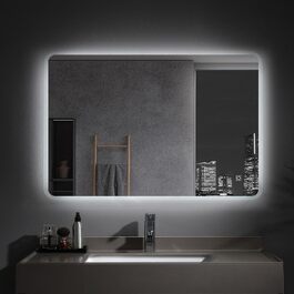 Великий LED-дзеркало для ванної кімнати Badspiegel 120x70 см з підсвічуванням, сенсорне управління, антизапар, регулювання яскравості, для ванної/вітальні, біле світло