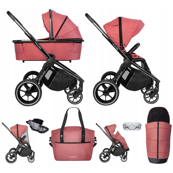 Багатофункціональний візок Muuvo 2в1 Pure Pink, алюмінієвий, з люлькою XL