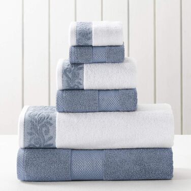Набір рушників Amrapur Overseas Modern Threads 600 г/м², 6 шт., синій, жакардова облямівка