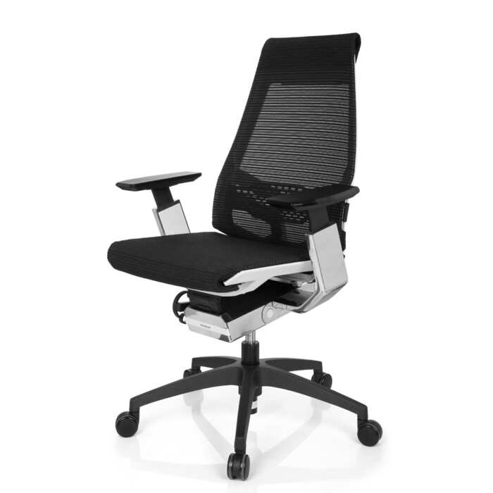 Офісне крісло GENIDIA SMART WHITE CM сітка чорний AL Chrom hjh OFFICE