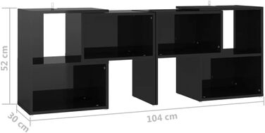 vidaXL Тумба під телевізор, глянцева чорна, 104x30x52 см, ДСП, сучасна TV-тумба, меблі для вітальні