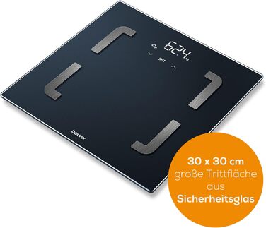 Цифрова діагностична вага Beurer BF 880 з Wi-Fi та Bluetooth, аналізатор складу тіла, вимірювання жирової та м'язової маси, до 180 кг, сумісна з додатком