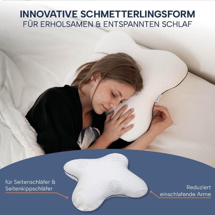 Ортопедична подушка для сну на боці з Memory Foam. Подушка для шиї з ефектом пам'яті, 56x48 см, сірий чохол
