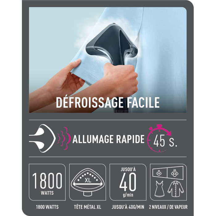 Вертикальний відпарювач Calor Pro Style One, 1800 Вт, 1,5 л, швидкий старт 45 сек, точна парова насадка, чорний/сріблястий, IT2461C0