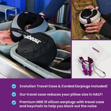 Подушка для шиї Cabeau Evolution TNE S3 Sydney з пам'яттю форми для подорожей, літака, дому, офісу та геймінгу, з ременем кріплення