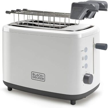Тостер Black+Decker BXTOA820E, 820Вт, 2 широкі відділення, 7 режимів, підставка для булочок, білий