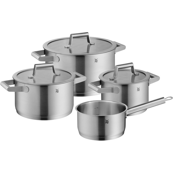 Набір каструль WMF Comfort Line Induktion 4-каструль, Cromargan, з кришкою, нержавіюча сталь, з маркуванням, для індукційних плит