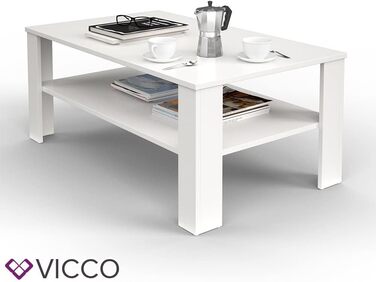 Журнальний стіл Vicco білий, 100x42 см, сучасний дизайн