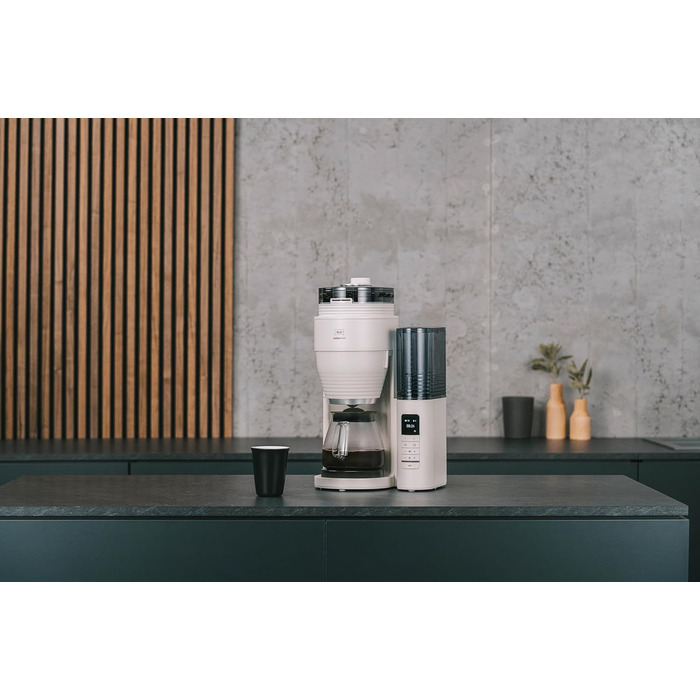 Кавоварка з млинком Melitta AromaFresh Pro X, фільтраційна, скляний глечик, знімний резервуар, на 10 чашок, сіра