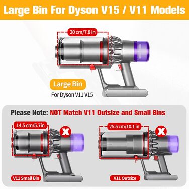 Контейнер для пилу RUKHOOL для пилососа Dyson V11/V15, сумісний з моделями SV14, SV15, SV17, SV22, SV28, запасна частина 970050-01, 965443-01, аксесуари для пилососа