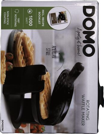 Вафельниця DOMO DO9223W з антипригарним покриттям, контрольна лампа, чорна