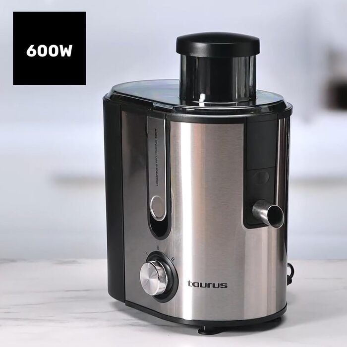 Тaurus Liquafruits Pro Compact - компактний соковичавник з нержавіючою сталлю, 600W, 2 швидкості, 350 мл, 1.2 л, анти-крапельна система