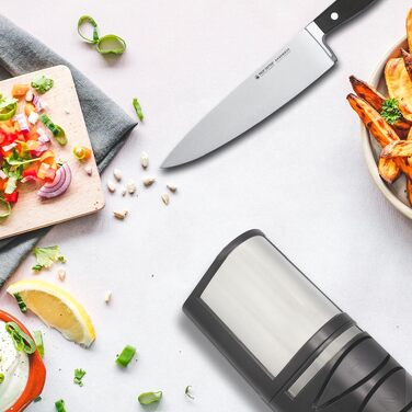 Електричний точило для кухонних ножів FISHTEC з діамантовими дисками, 2 рівні заточування та полірування для металевих та керамічних ножів, дерево, 21 см