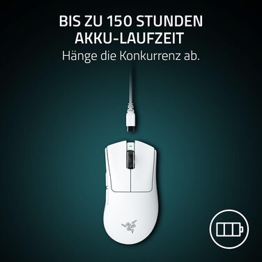 Ігрова бездротова миша Razer DeathAdder V4 Pro White: ергономічна, ультралегка (55г), 26K DPI, HyperSpeed, до 100 годин роботи