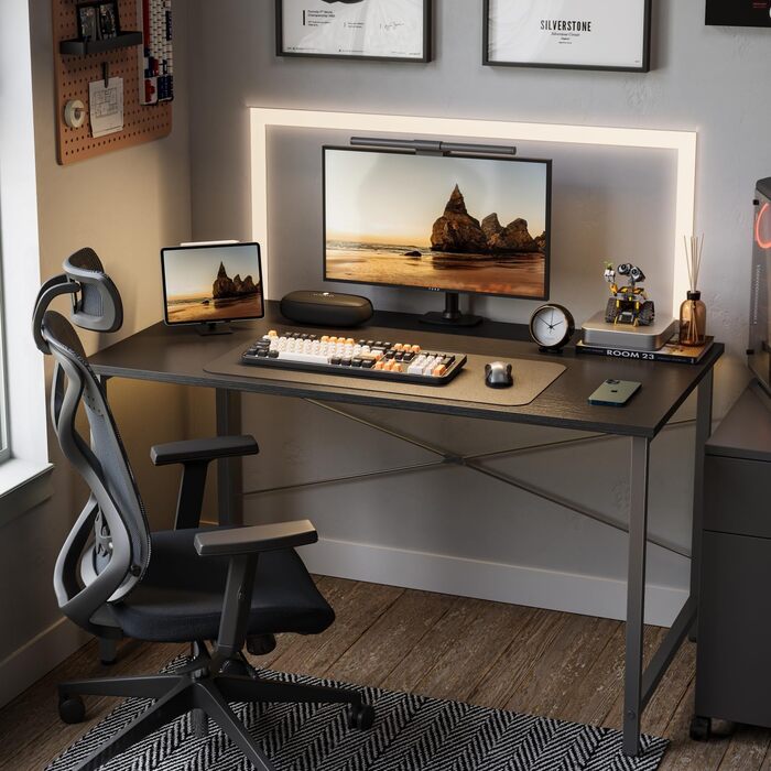 Комп'ютерний стіл CubiCubi 100x48 см, дерев'яний, для дому та офісу, сучасний стиль, коричневий, для навчання та роботи