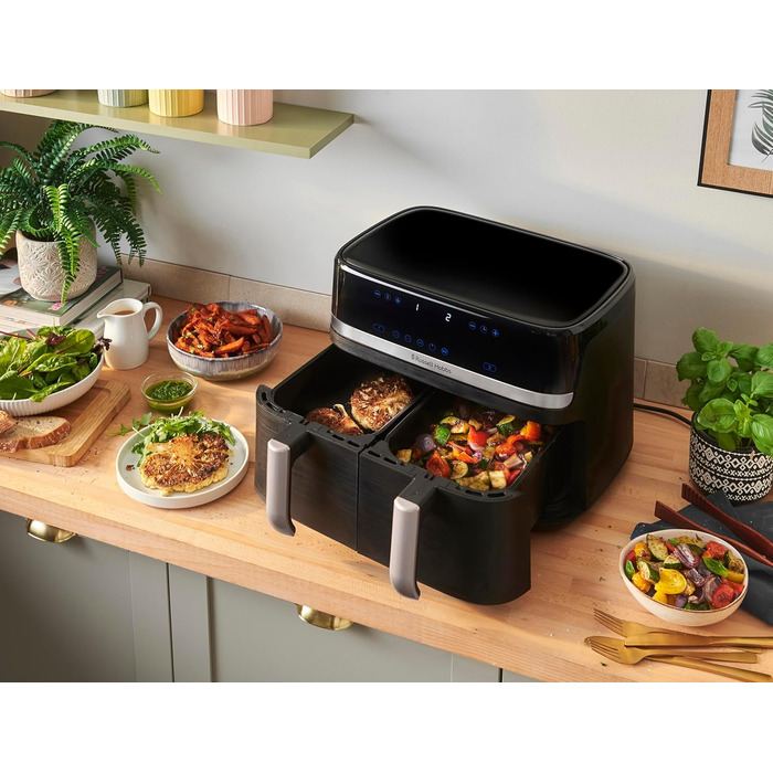 Аерофритюрниця Russell Hobbs SatisFry 9 л, 2 камери, 9 програм, тиха, без олії, посудомийна, до 200°C, функція підтримки тепла