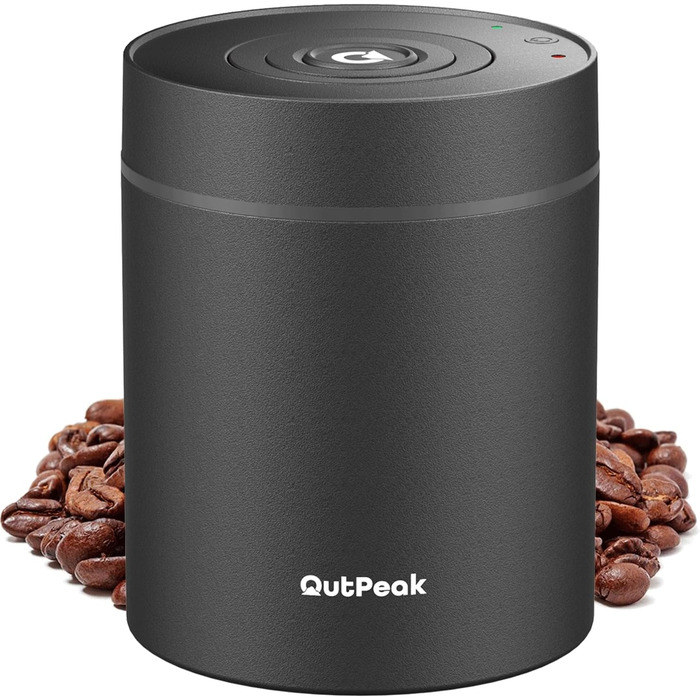 OUTPEAK Neo 2025 Kilo Auto-Vakuum-Kaffeedose: Контейнер для кави з авто-вакуумним насосом, 1,5 л, для 500 г кавових зерен, з кнопкою, з нержавіючої сталі, для бариста, подарунок (великий, матовий чорний)
