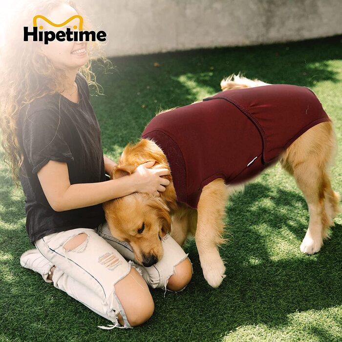Післяопераційний комбінезон для собак і котів Hipetime, альтернатива конусу, червоний, XS, з 2 підгузками для цуценят