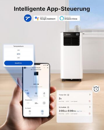 Мобільний кондиціонер 9000 BTU 2.6 кВт з шлангом + APP-керування | 3-в-1 для кімнат до 25 м²