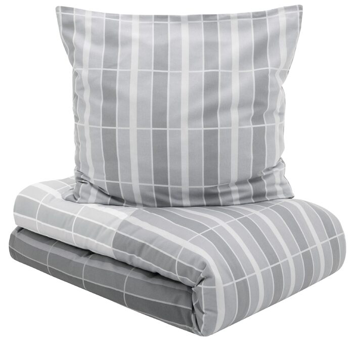 Постільна білизна s.Oliver Satin-Flanell з бавовни, в клітинку, сіра (155x220 см, 80x80 см)