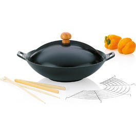 Kela Wok-набір з кришкою, індукційний, 36 см, чорний, для азіатської кухні