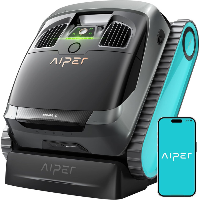 Робот-пилосос для басейну AIPER Scuba X1 з Wi-Fi, 25200 л/год, фільтр 3 мкм, для вбудованих басейнів, синій
