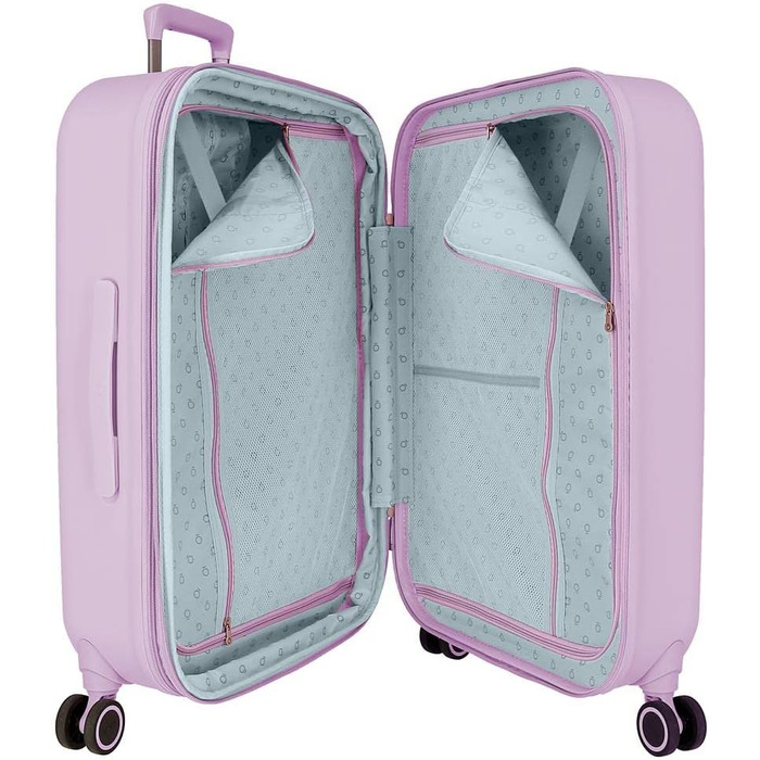 Кабінний чемодан Enso Annie Lila 40x55x20 см, жорсткий ABS, TSA-замок, 37 л, 2,74 кг, 4 подвійні колеса, ручна поклажа, розширюваний, бузковий