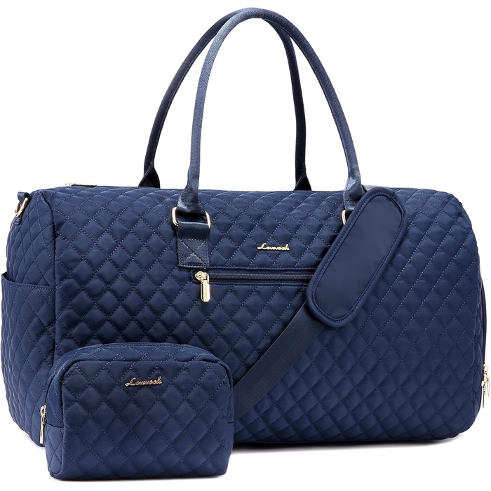 Спортивна сумка OVEVOOK для подорожей, жіноча, Weekender, сумка для вихідних, Kiniktasche, сумка для пологів з косметичкою, відділення для взуття та мокрого одягу, водонепроникна, Gym Bag, ручна поклажа для авіаперельотів, чорна (L, Морська хвиля)