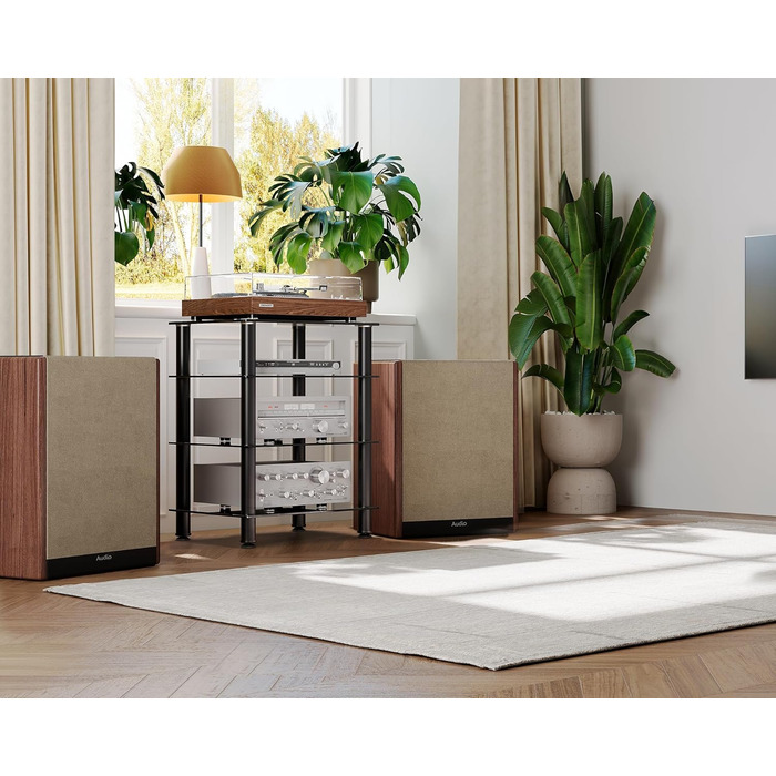 Тумба для ТВ та Hi-Fi FITUEYES, скло і алюміній, 600x455x762 мм