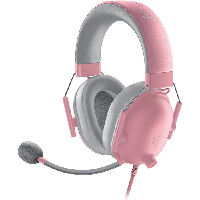 Ігрова гарнітура Razer BlackShark V2 X Quartz Pink — дротова навушники для кіберспорту, 7.1 Surround Sound, мікрофон Hyperclear, 50мм драйвери Triforce, рожева