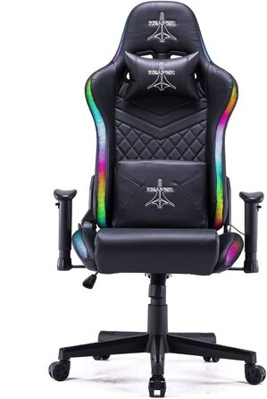 Ігровий крісло BRIGROS La voglia di fare Reaper з RGB підсвічуванням, регульованою спинкою та великим вибором кольорів (чорний)