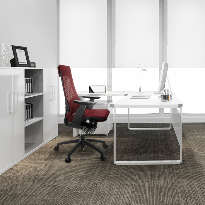 Офісне крісло GENIDIA SMART BLACK з сітчастою спинкою, червоним акцентом hjh OFFICE