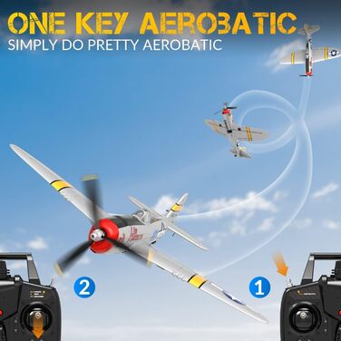 Радіокерований літак Volantexrc P-47 RTF 2.4GHz з гіростабілізацією, USB зарядкою, акумулятором та пультом – для початківців та досвідчених пілотів