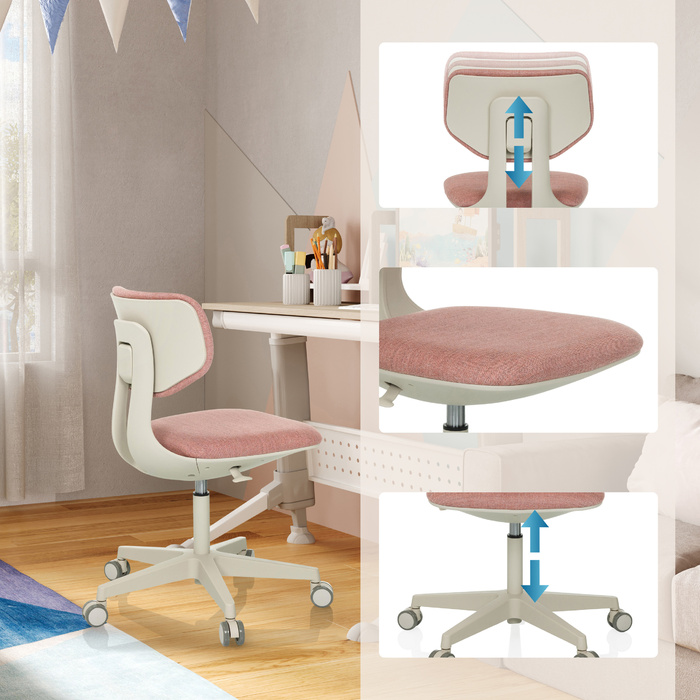 Дитячий письмовий стілець / дитячий стілець KID CLASSIC тканина рожевий hjh OFFICE