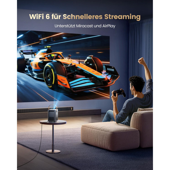 Проектор Mini Beamer 4K Smart з WiFi6, Bluetooth, Dolby Audio, підтримкою Netflix, автофокусом та вертикальною корекцією, сірий