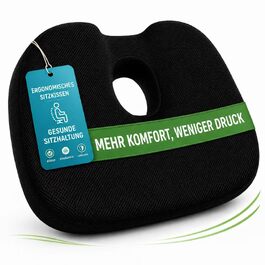 Подушка ортопедична для сидіння з піни Memory Foam, чорна. Зняття тиску на куприк для офісного крісла, авто, інвалідного візка, дому. Нековзка, знімний чохол.