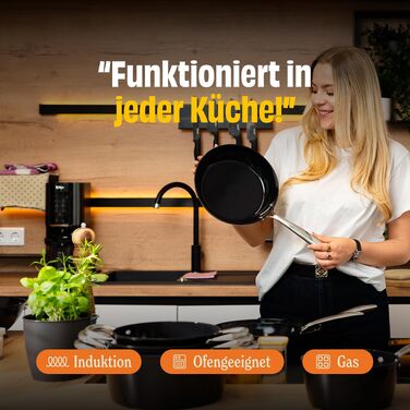Набір сковорідок Cook&Pan для індукції, керамічне покриття Greenshield (без PFAS та тефлону) - 20/24/28 см, 3 шт., чорний
