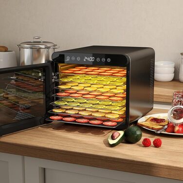 Дегідратор COSTWAY 600W з 7 stainless-steel лотками, сушарка для овочів, фруктів та м'яса з таймером на 24г та регулюванням температури 30-75°C