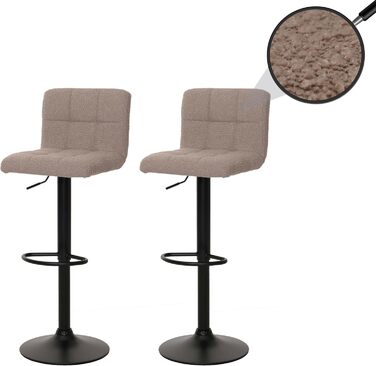 Барний стілець Mendler HWC-G87 (2 шт) - регульований, обертовий, Boucle, Taupe
