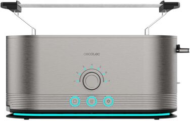 Тостер вертикальний Cecotec Shine&Toast Extra Double з нержавіючої сталі - 1400 Вт, 4 тости, широкі слоти 3.8 см, 7 режимів