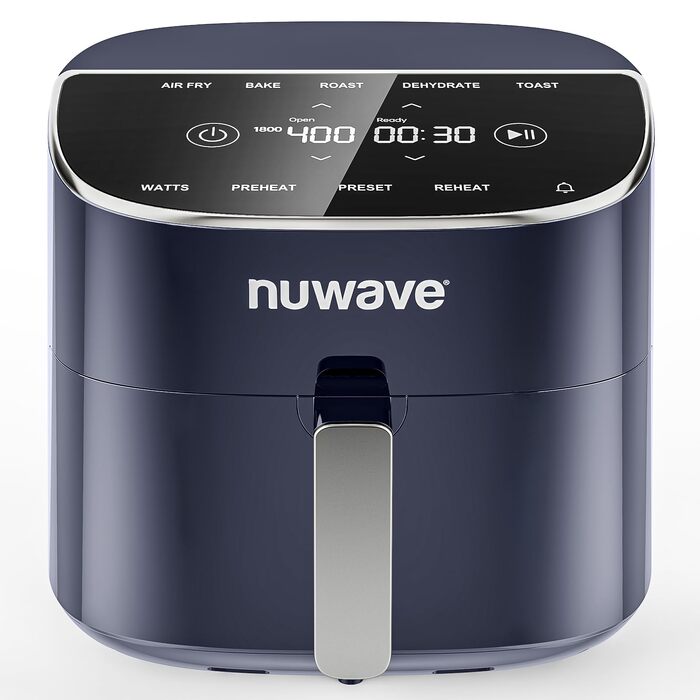 Аерофритюрниця Nuwave Brio Plus, 2.5 л, цифровий сенсорний дисплей, регулювання температури від 22.5°F до 450°F, темно-синя